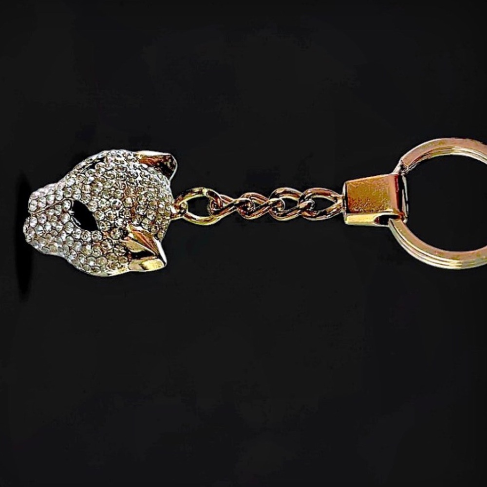 Rhinestone Encrusted Panthere Pendant/ Keychain/ Bag Charm - Picture 7 of 7